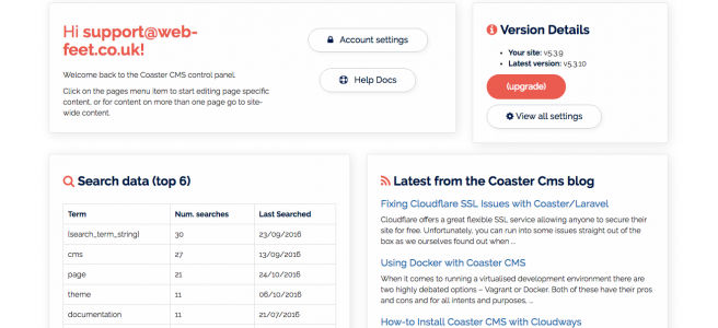 Where data is stored in Coaster CMS